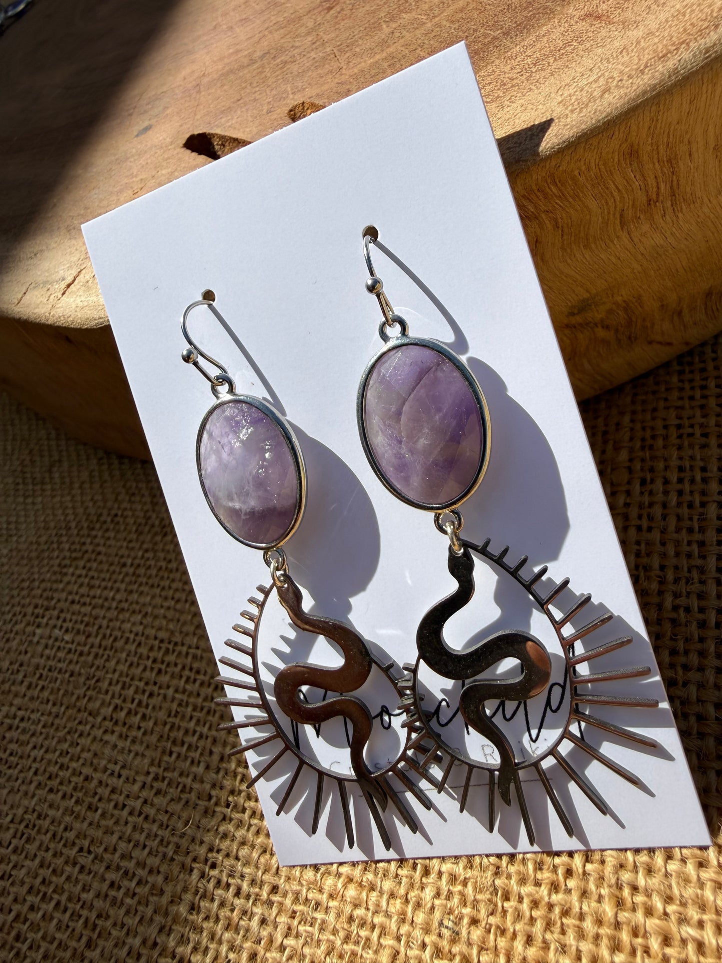 Amethyst Serpent Dangle Earrings - Silver