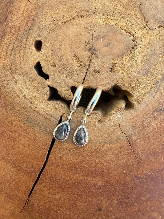 Larvikite Huggies - Silver